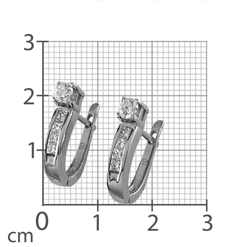 Серьги из белого золота с камнями Бриллиант
