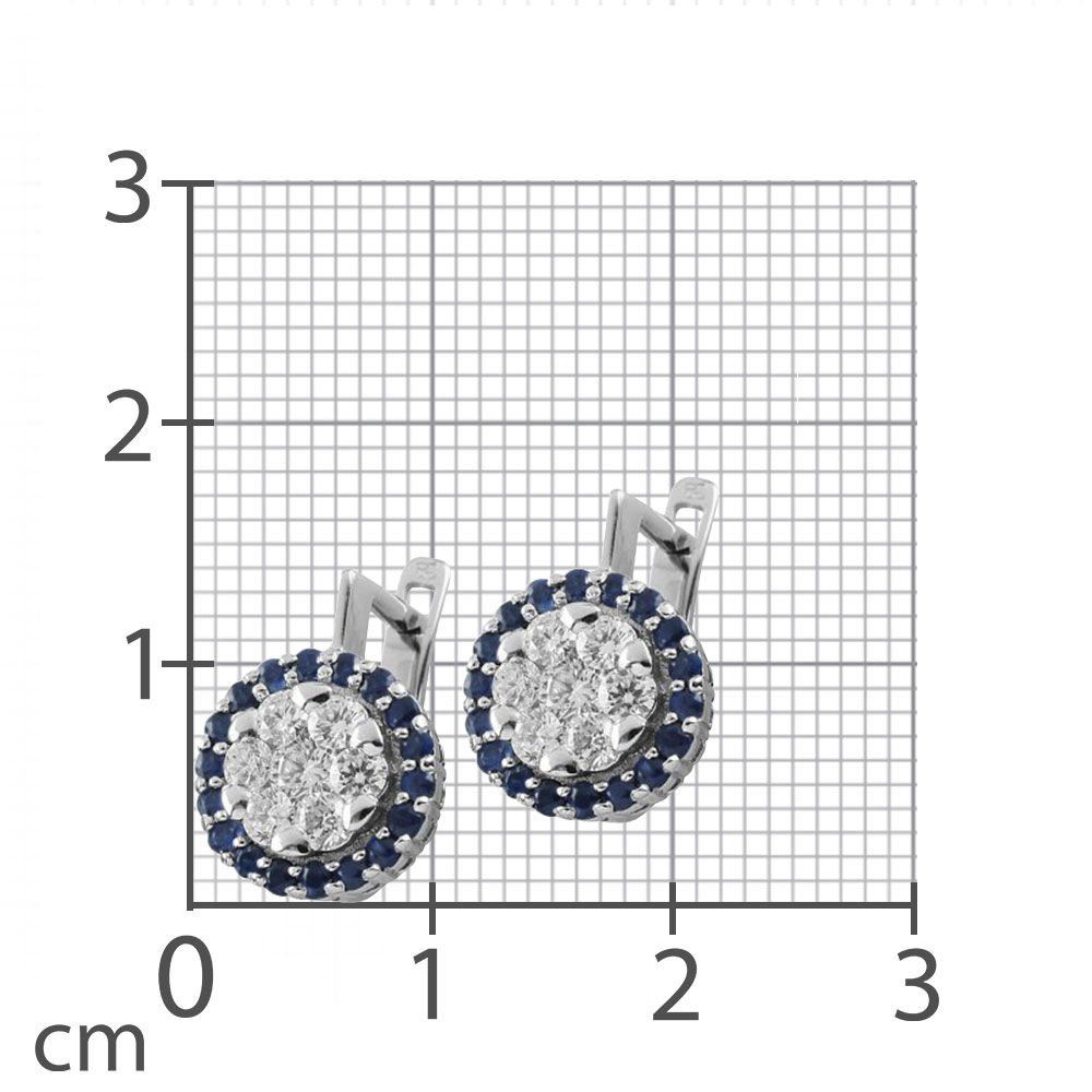 Cercei din aur alb cu pietre Diamant, Safir