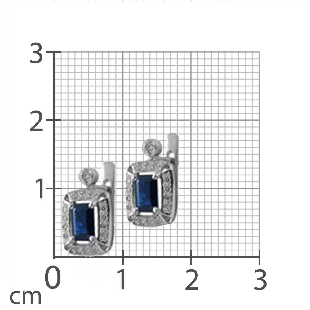 Cercei din aur alb cu pietre Diamant, Safir