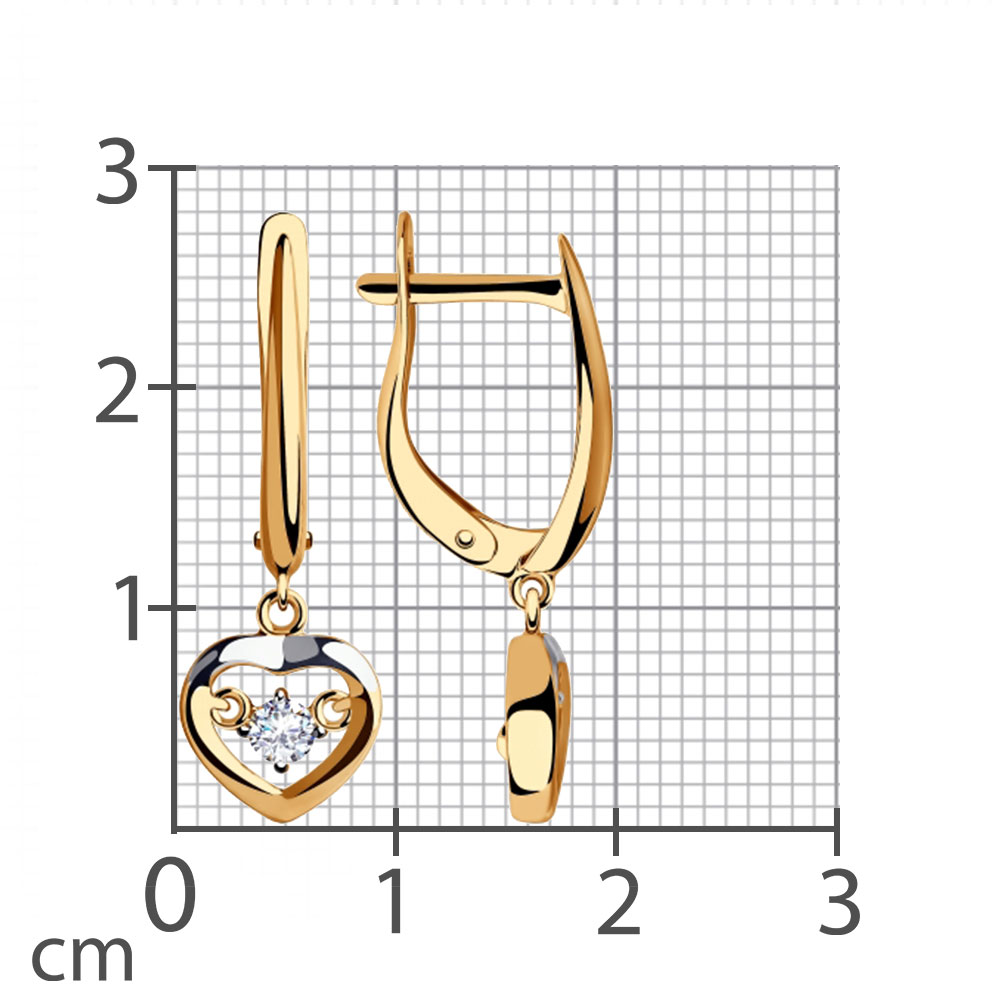 Cercei Suspendați din aur roșu cu pietre Cubic Zirconia Incolor