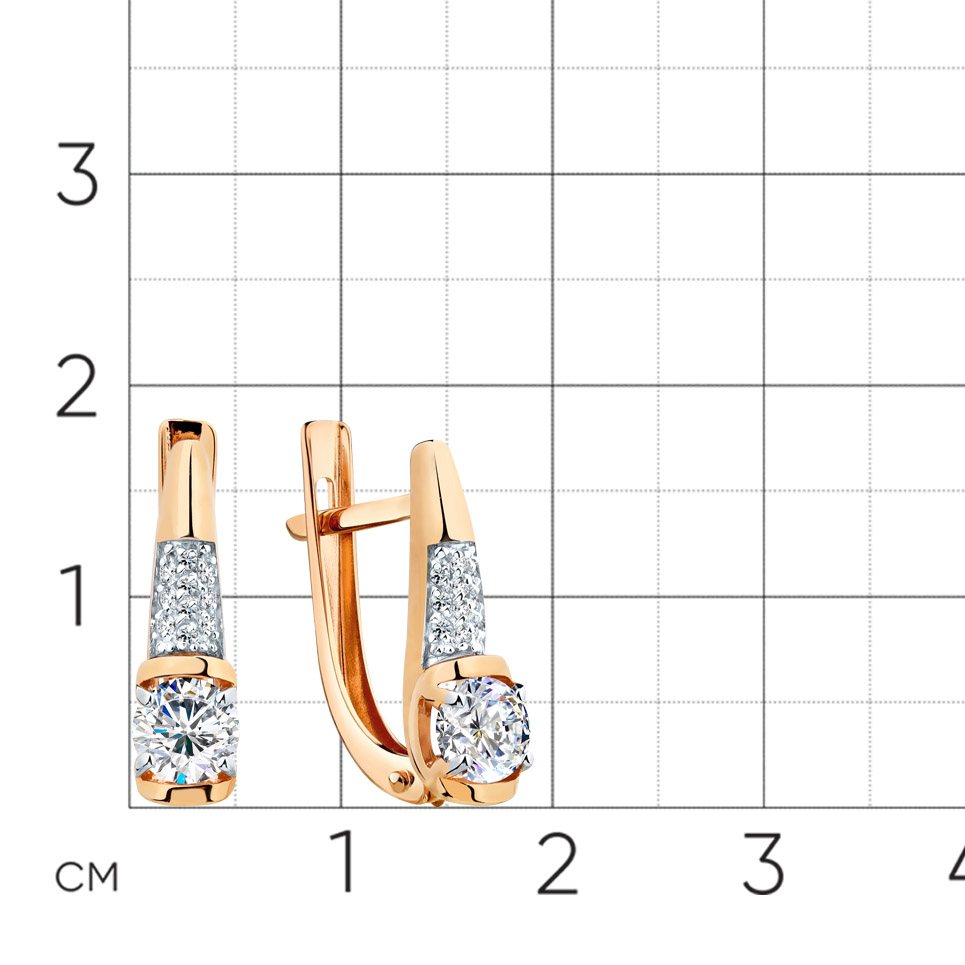 Cercei din aur roșu cu pietre Cubic Zirconia Incolor