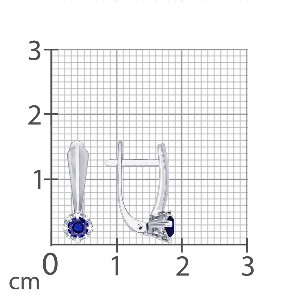 Cercei din aur alb cu pietre Diamant, Safir