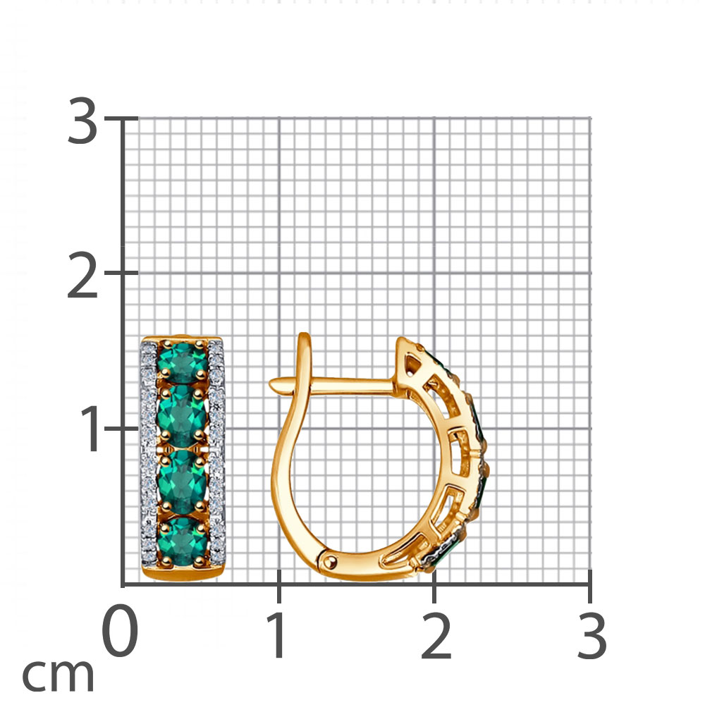 Cercei din aur roșu cu pietre Diamant, Smarald