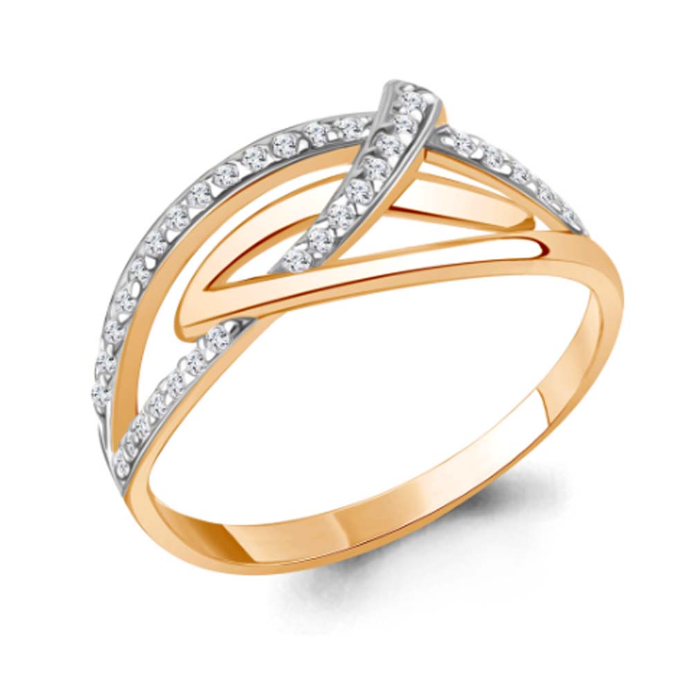 Inel din aur roșu cu pietre Cubic Zirconia Incolor