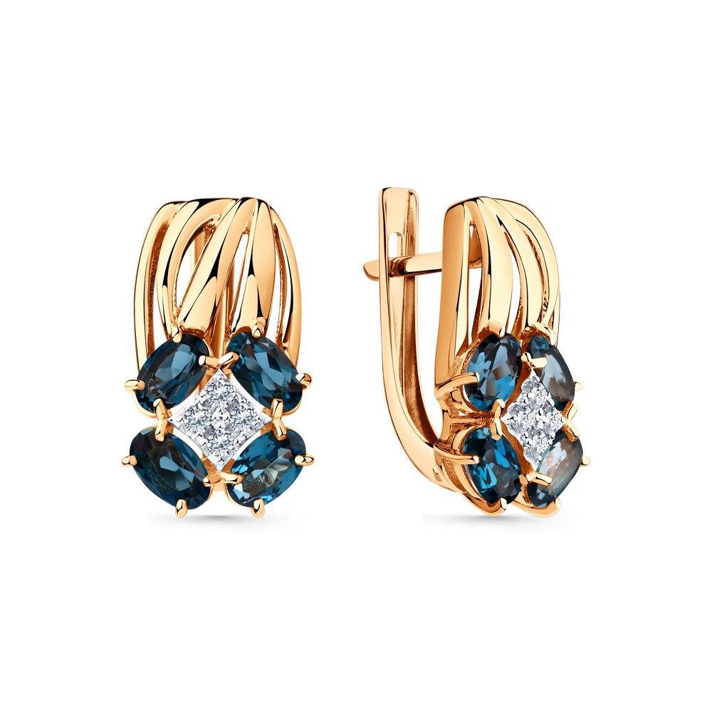 Cercei din aur roșu cu pietre Cubic Zirconia Incolor, Topaz London