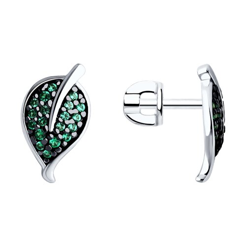 Cercei Pusete din argint  cu pietre Cubic Zirconia Verde