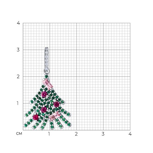 Pandantiv din argint  cu pietre Cubic Zirconia Colorat, Corindon (rubin)