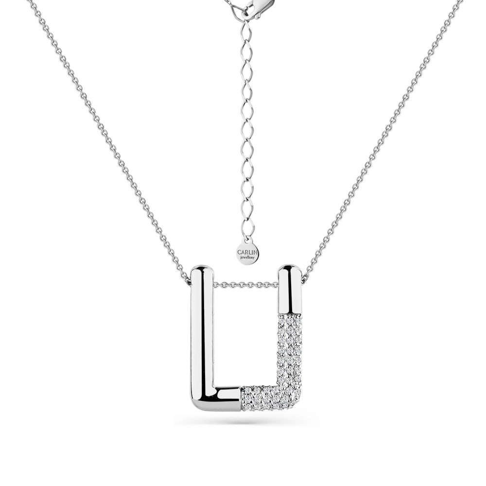 Colier din aur alb cu pietre Cubic Zirconia Incolor