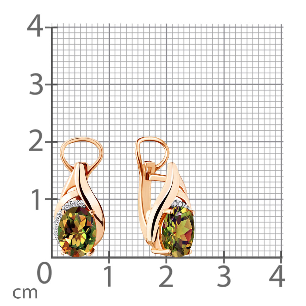 Cercei din aur roșu cu pietre Cubic Zirconia Incolor, Zultanit (sint.)