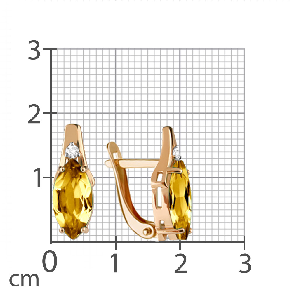Cercei din aur roșu cu pietre Cubic Zirconia Incolor, Citrin