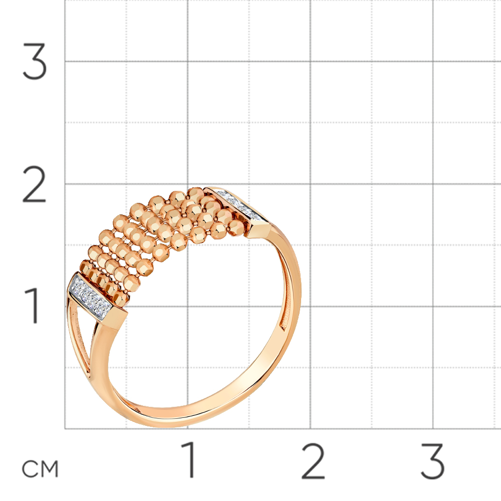 Inel din aur roșu cu pietre Cubic Zirconia Incolor