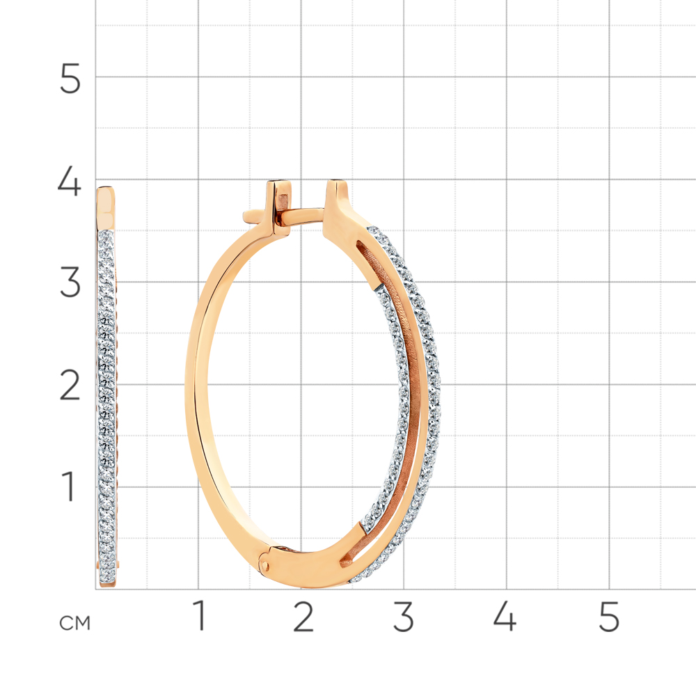 Cercei Creole din aur roșu cu pietre Cubic Zirconia Incolor