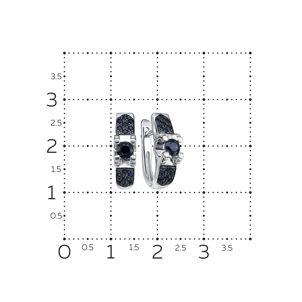 Серьги из белого золота с камнями Сапфир
