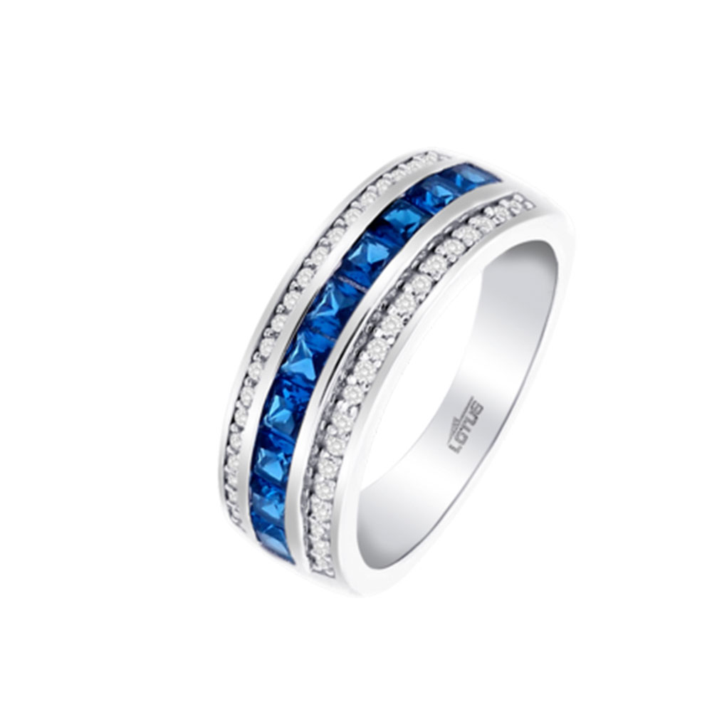 Inel din argint  cu pietre Cubic Zirconia Incolor, Cubic Zirconia Albastru Safir