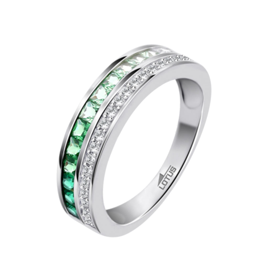 Inel din argint  cu pietre Cubic Zirconia Incolor, Cubic Zirconia Verde