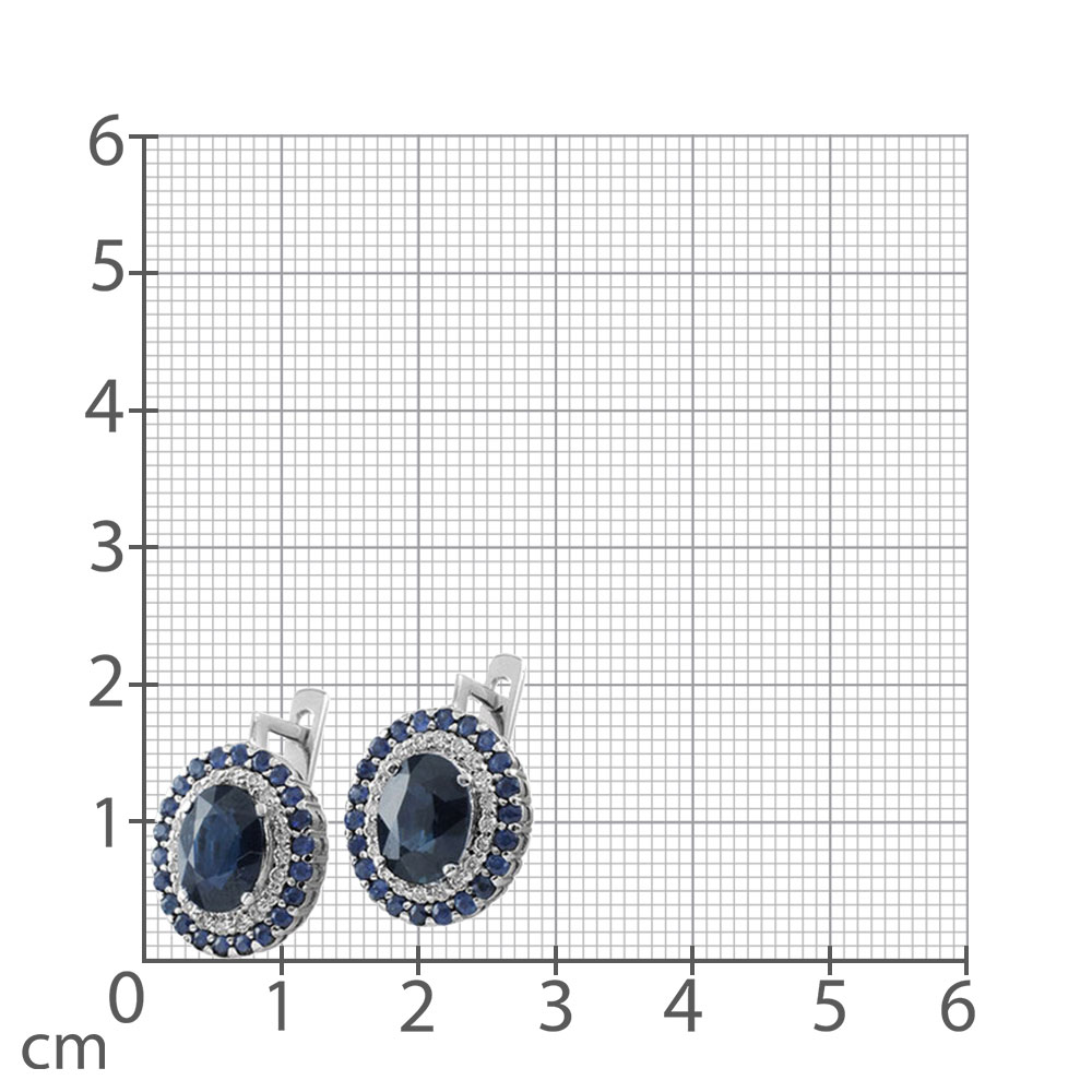 Cercei din aur alb cu pietre Diamant, Safir