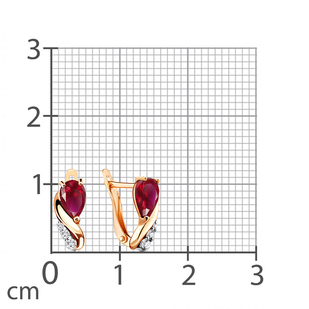 Детские серьги из красного золота с камнями Бриллиант, Рубин