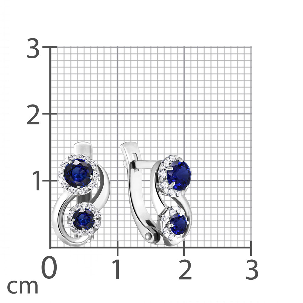 Cercei din aur alb cu pietre Diamant, Safir