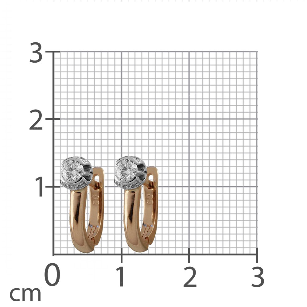 Cercei din aur alb și roșu cu pietre Diamant