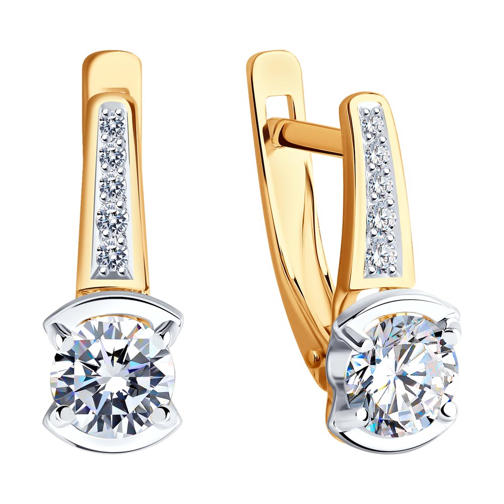 Cercei din aur roșu cu pietre Cubic Zirconia Incolor