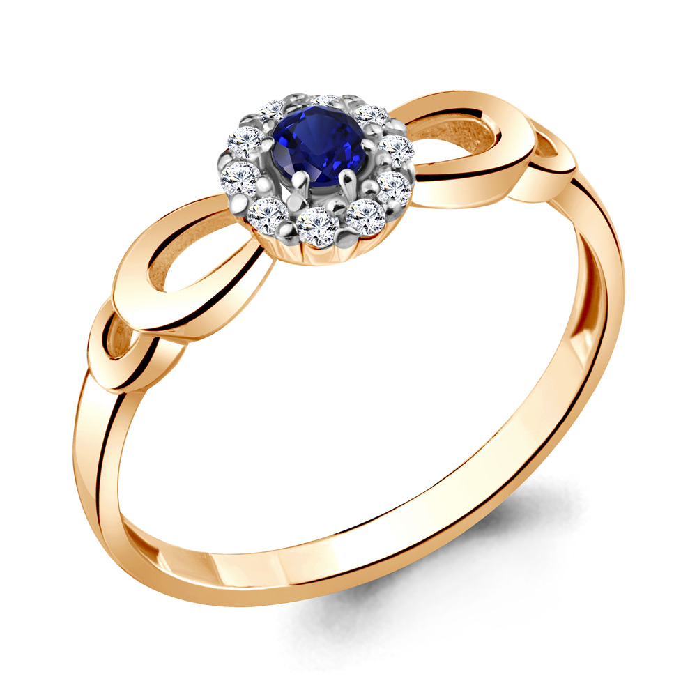 Inel din aur roșu cu pietre Cubic Zirconia Incolor, Nanosafir