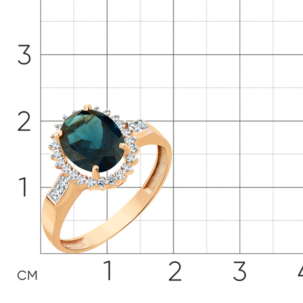 Inel din aur roșu cu pietre Cubic Zirconia Incolor, Topaz London