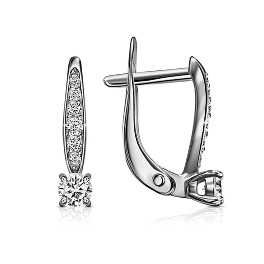 Серьги из серебра с камнями Фианит