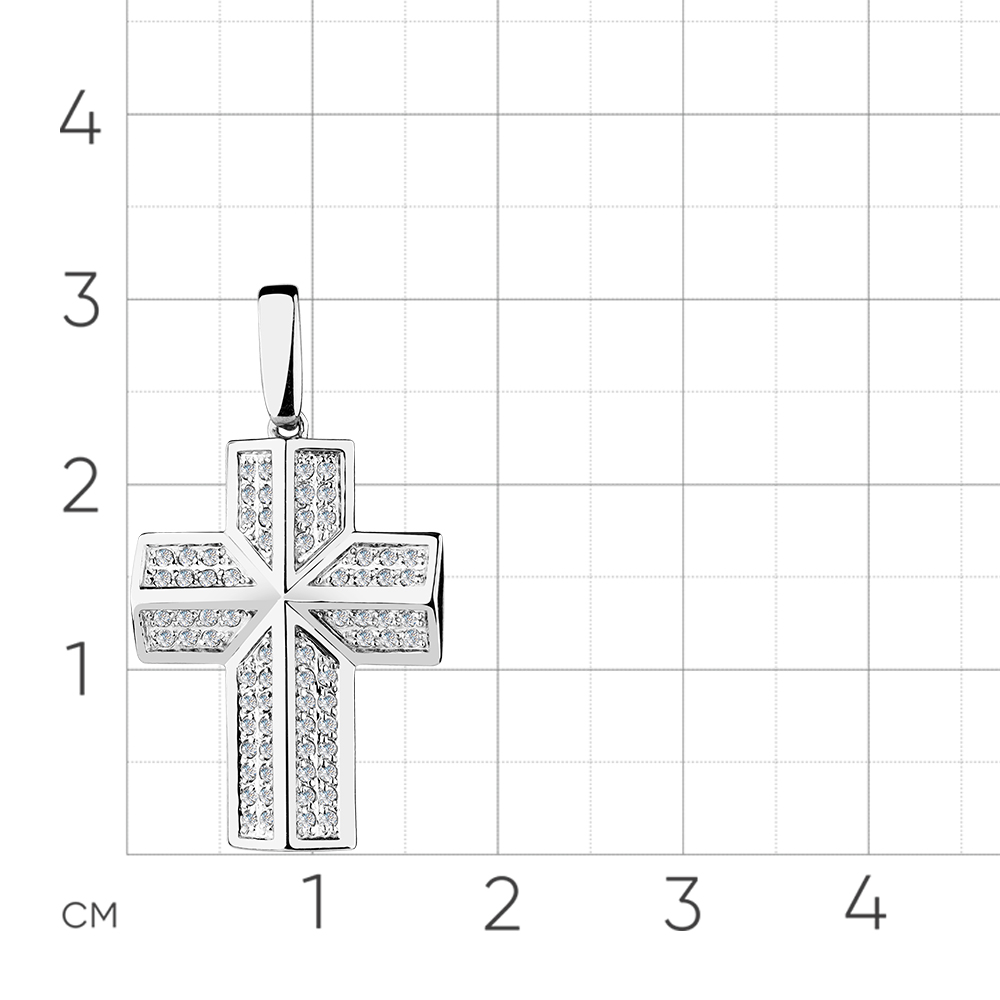 Cruce din aur alb cu pietre Cubic Zirconia Incolor