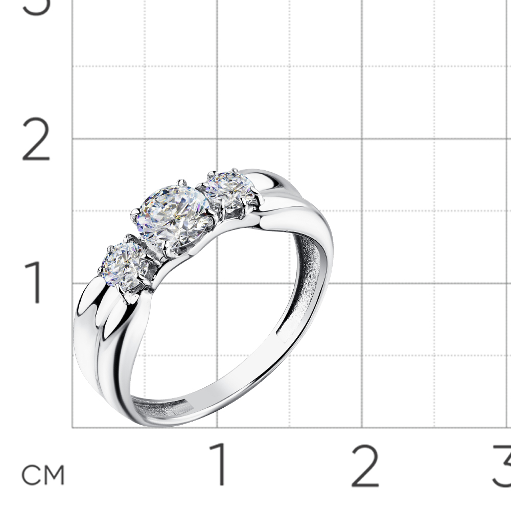 Inel din aur alb cu pietre Cubic Zirconia Incolor