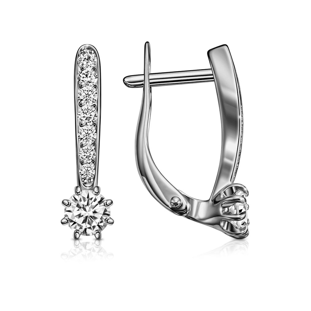 Серьги из серебра с камнями Фианит