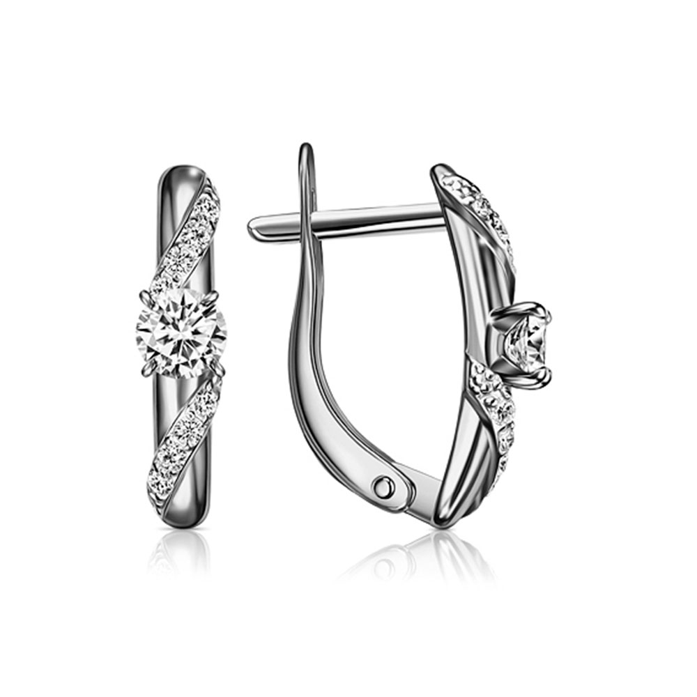 Cercei din argint  cu pietre Cubic Zirconia Incolor