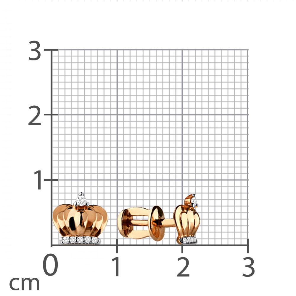 Cercei Pusete din aur roșu cu pietre Cubic Zirconia Incolor