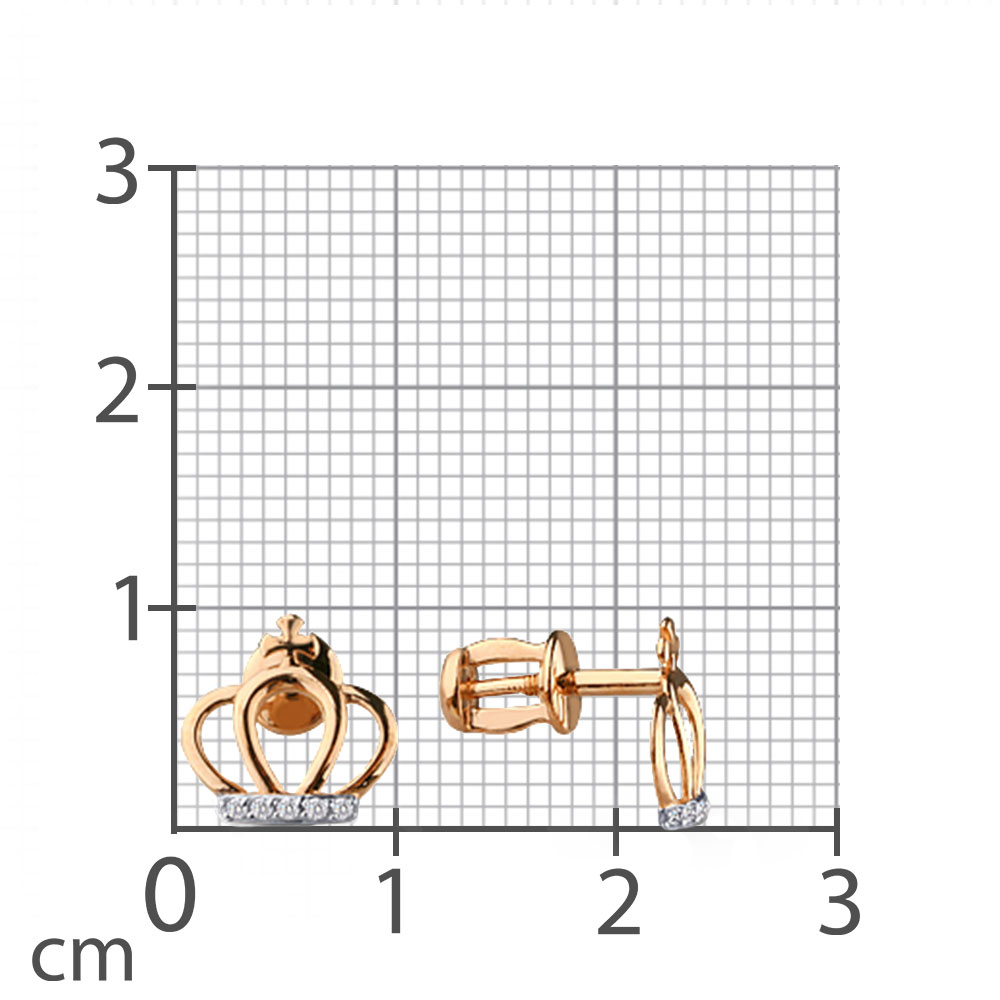 Cercei Pusete din aur roșu cu pietre Cubic Zirconia Incolor