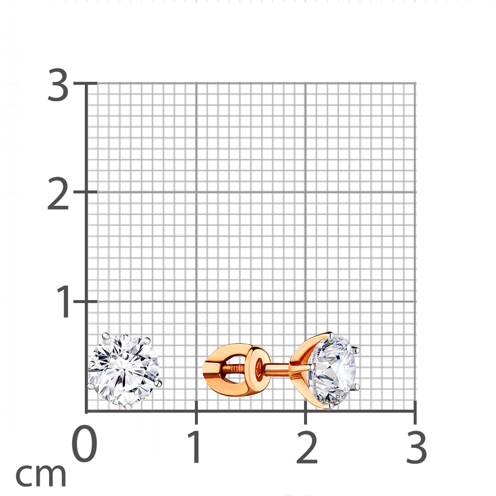 Cercei Pusete din aur roșu cu pietre Cubic Zirconia Incolor