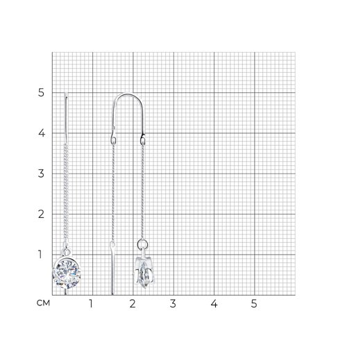 Cercei Lanț din argint  cu pietre Cubic Zirconia Incolor