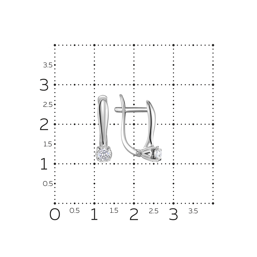 Серьги из белого золота с камнями Бриллиант