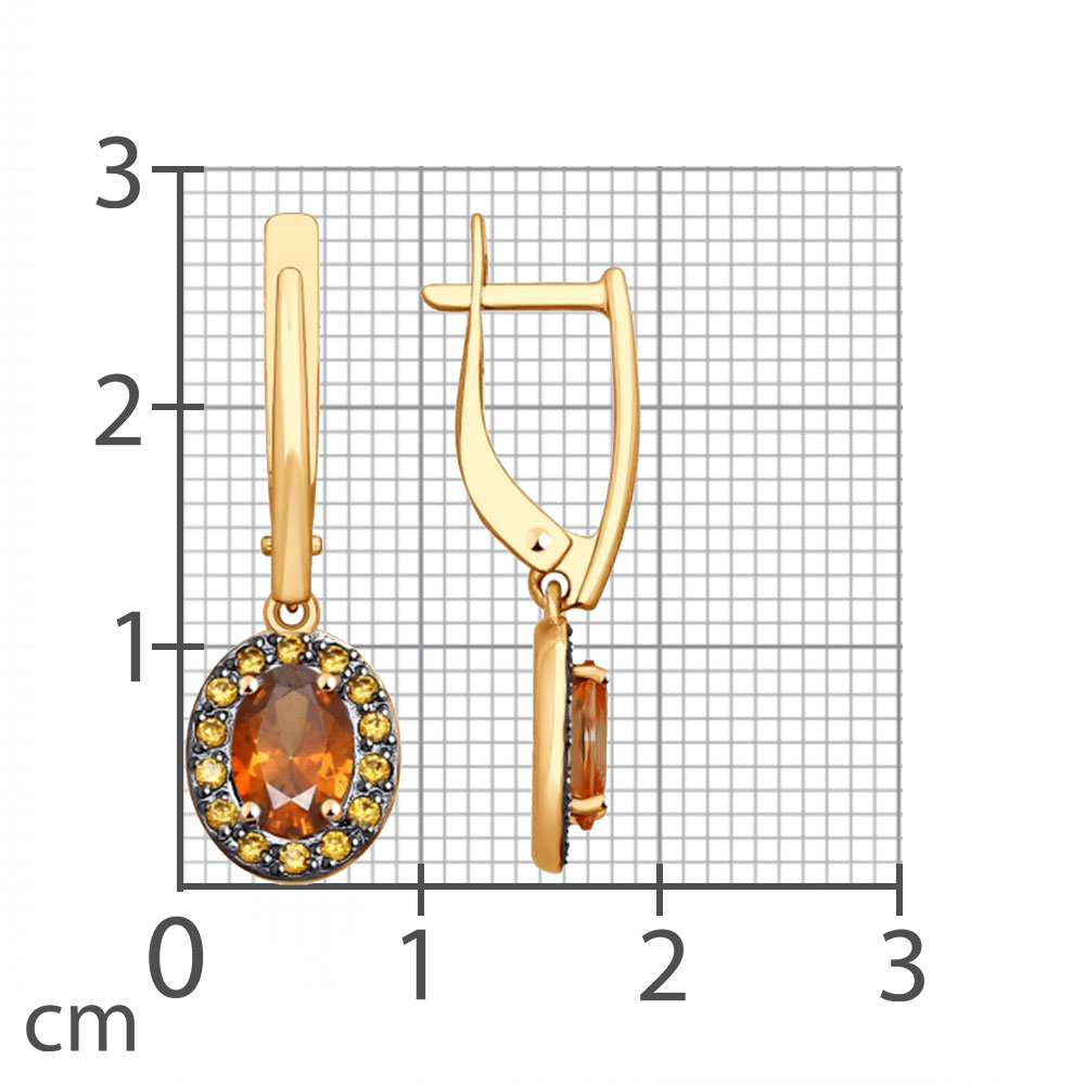 Cercei Suspendați din aur roșu cu pietre Swarovski Zirconia Galben, Swarovski Zirconia maro