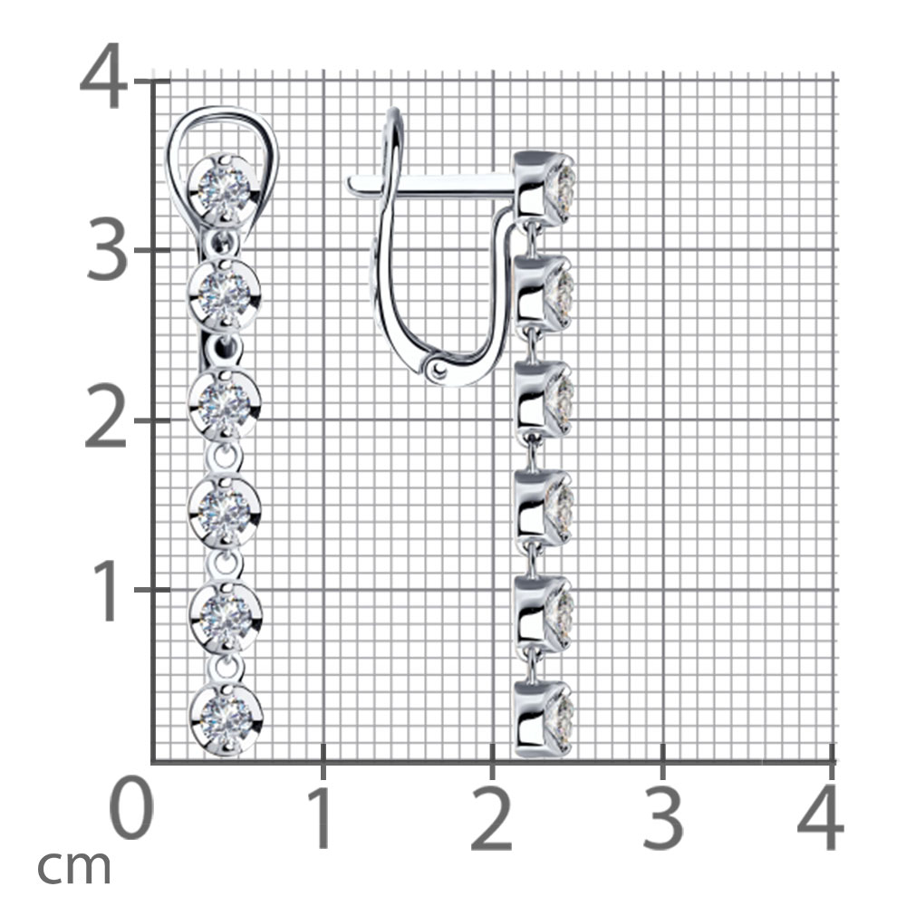 Серьги Длинные из белого золота с камнями Бриллиант