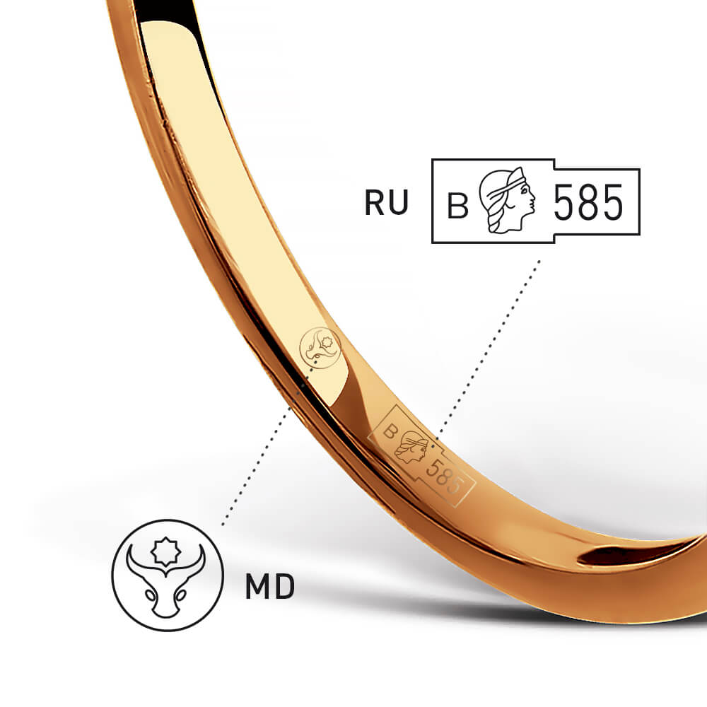 Inel din aur roșu cu pietre Cubic Zirconia Incolor, Ametist