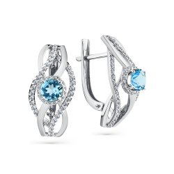 Cercei din aur alb cu pietre Cubic Zirconia Incolor, Topaz Swiss