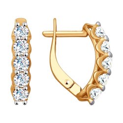 Cercei din aur roșu cu pietre Cubic Zirconia Incolor