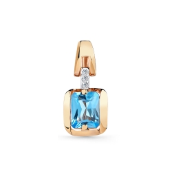 Pandantiv din aur roșu cu pietre Cubic Zirconia Incolor, Topaz Swiss