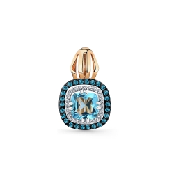 Pandantiv din aur roșu cu pietre Cubic Zirconia Incolor, Cubic Zirconia Albastru și Topaz Swiss sital