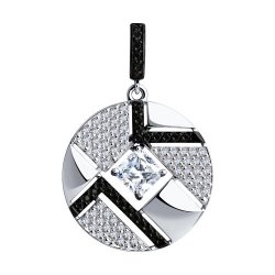 Pandantiv din aur alb cu pietre Cubic Zirconia Incolor, Cubic Zirconia Negru și Swarovski