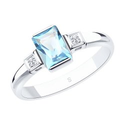 Inel din aur alb cu pietre Cubic Zirconia Incolor, Topaz Swiss