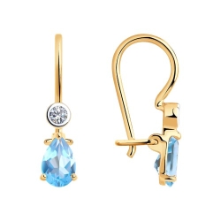 Cercei din aur roșu cu pietre Cubic Zirconia Incolor, Topaz Swiss