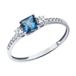 Inel din aur alb cu pietre Cubic Zirconia Incolor, Cristal de munte și Topaz London