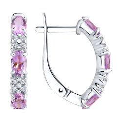 Cercei din argint  cu pietre Cubic Zirconia Incolor, Ametist