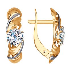 Серьги из красного золота с камнями Фианит