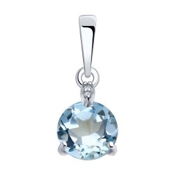 Pandantiv din argint  cu pietre Cubic Zirconia Incolor, Topaz albastru